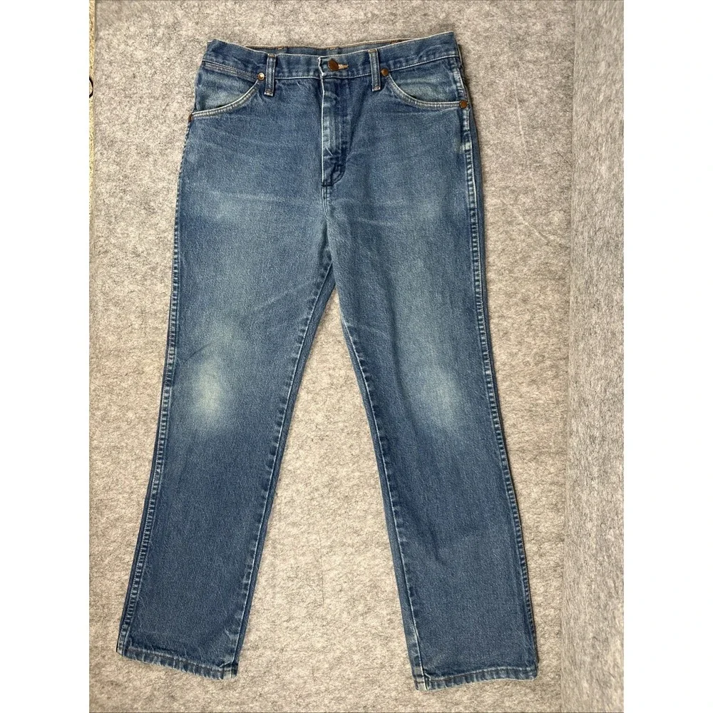 Wrangler Jeans Mens 32x28* Blue Denim Straight Leg 936PWD Cowboy Western Pants